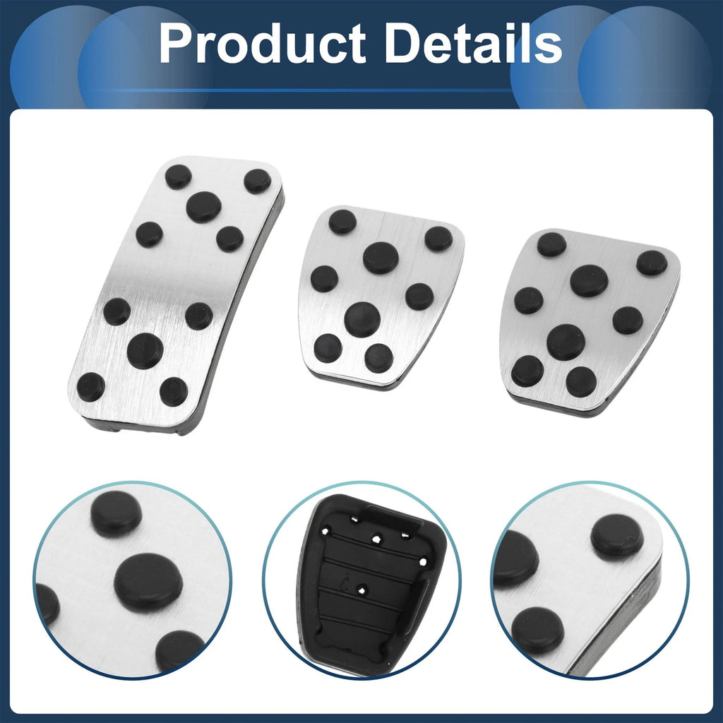 3 Pcs Foot Accelerator Pedal Covers for Subaru Forester (2006–2018) Silver Tone