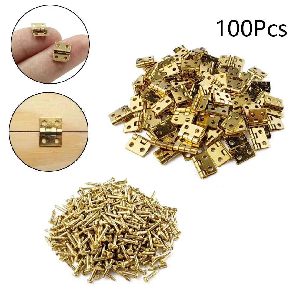 100pcs Mini Brass Hinges for Craft Door Box Doll House (8x10mm)