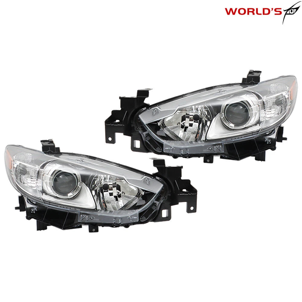 Set of 2 Projector Headlights for Mazda 6 (2014–2017) Black Housing