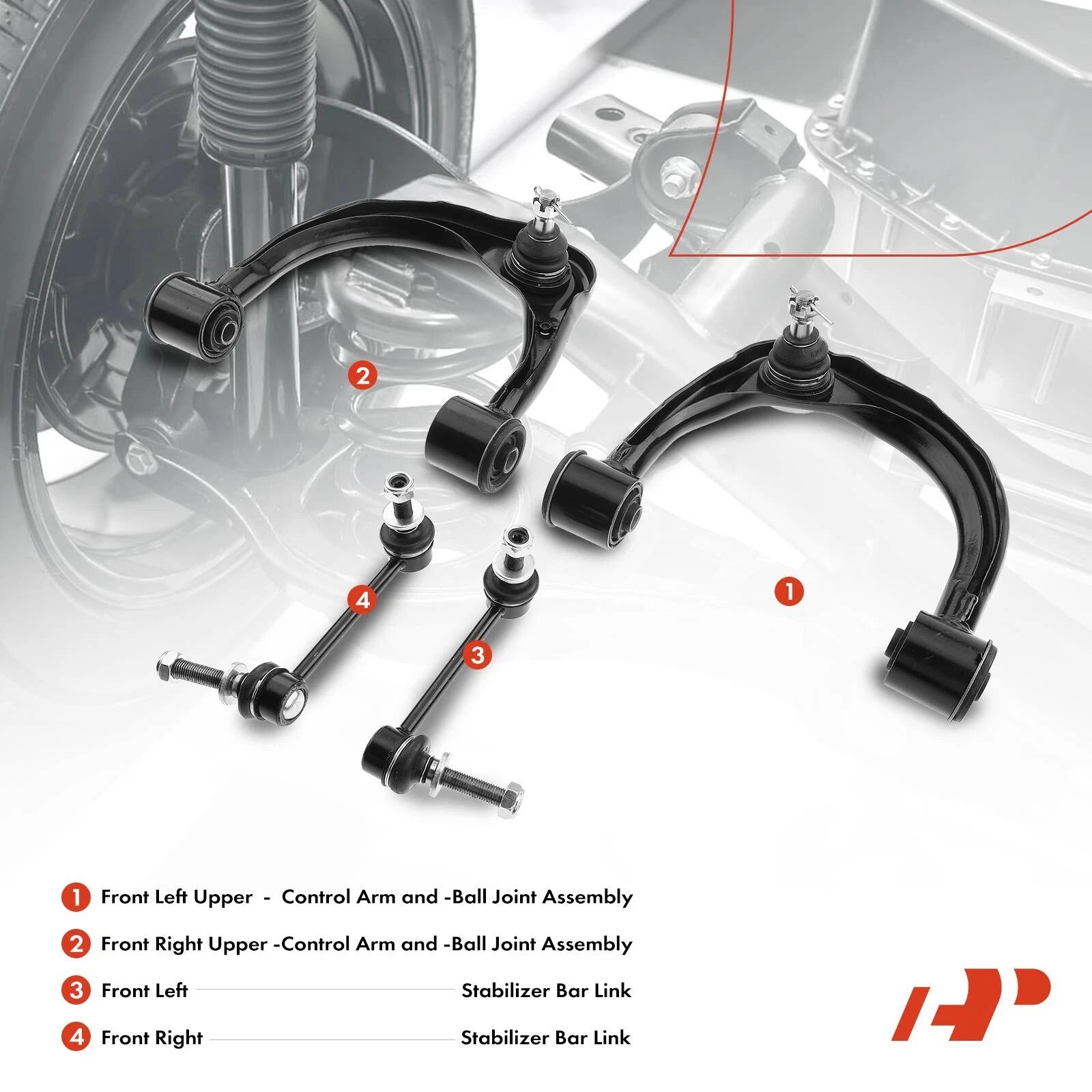 Front Control Arm & Ball Joint Sway Bar Link for Toyota 4Runner (2010-2024)