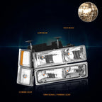 Headlight Lamps Chrome Housing Amber Corner for Chevy C/K Pickup Suburban (1994–1999)