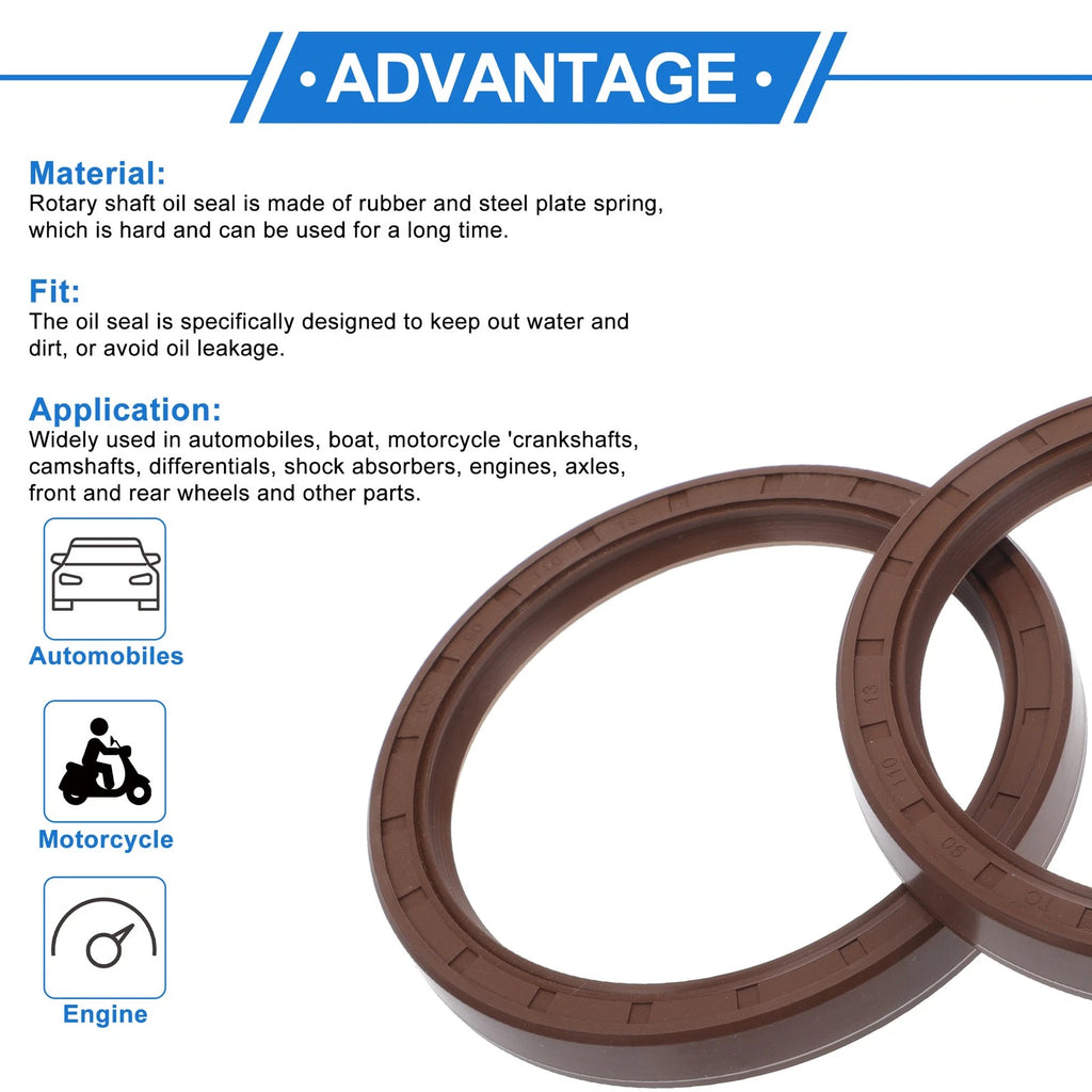 Set of 2 Oil Seal Rotary Shaft Seal FKM Rubber 90x110x13mm 683867305459 for [Make Model] ([YYYY–YYYY])