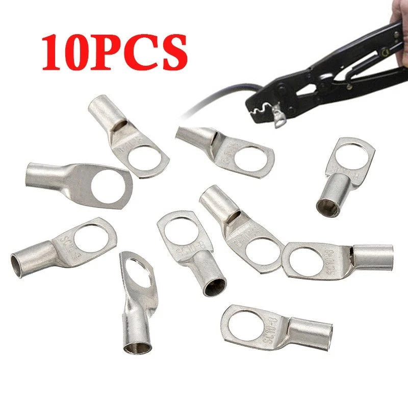 Set of 10mm x 8mm Uninsulated Pipe Cable Lugs for Auto Marine RV 4WD