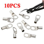 Set of 10mm x 8mm Uninsulated Pipe Cable Lugs for Auto Marine RV 4WD