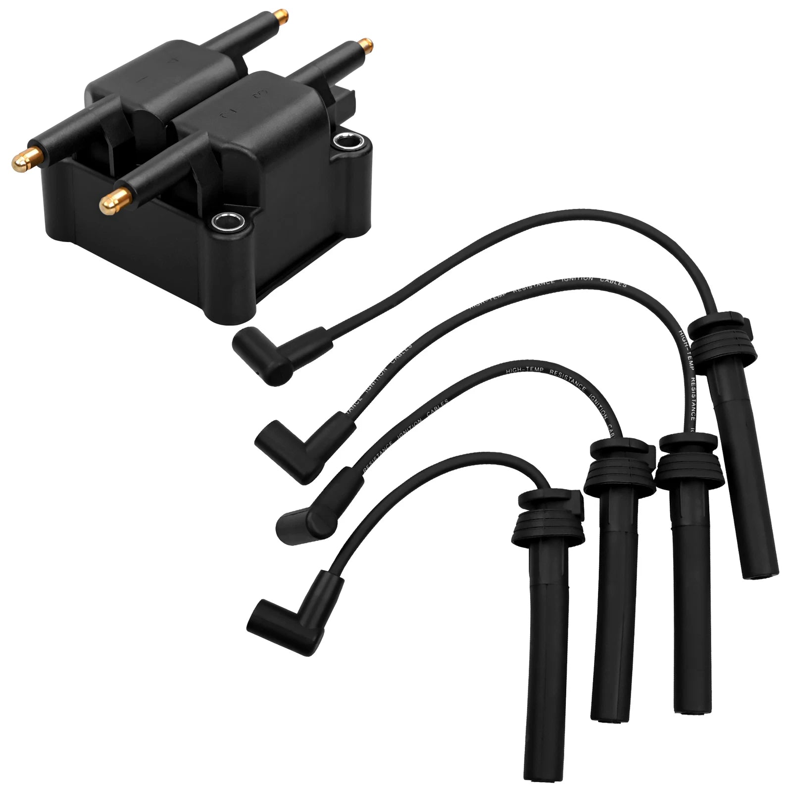Ignition Coil & Spark Plug Wire Set for Dodge Neon/Stratus/Jeep Liberty (2001–2007)