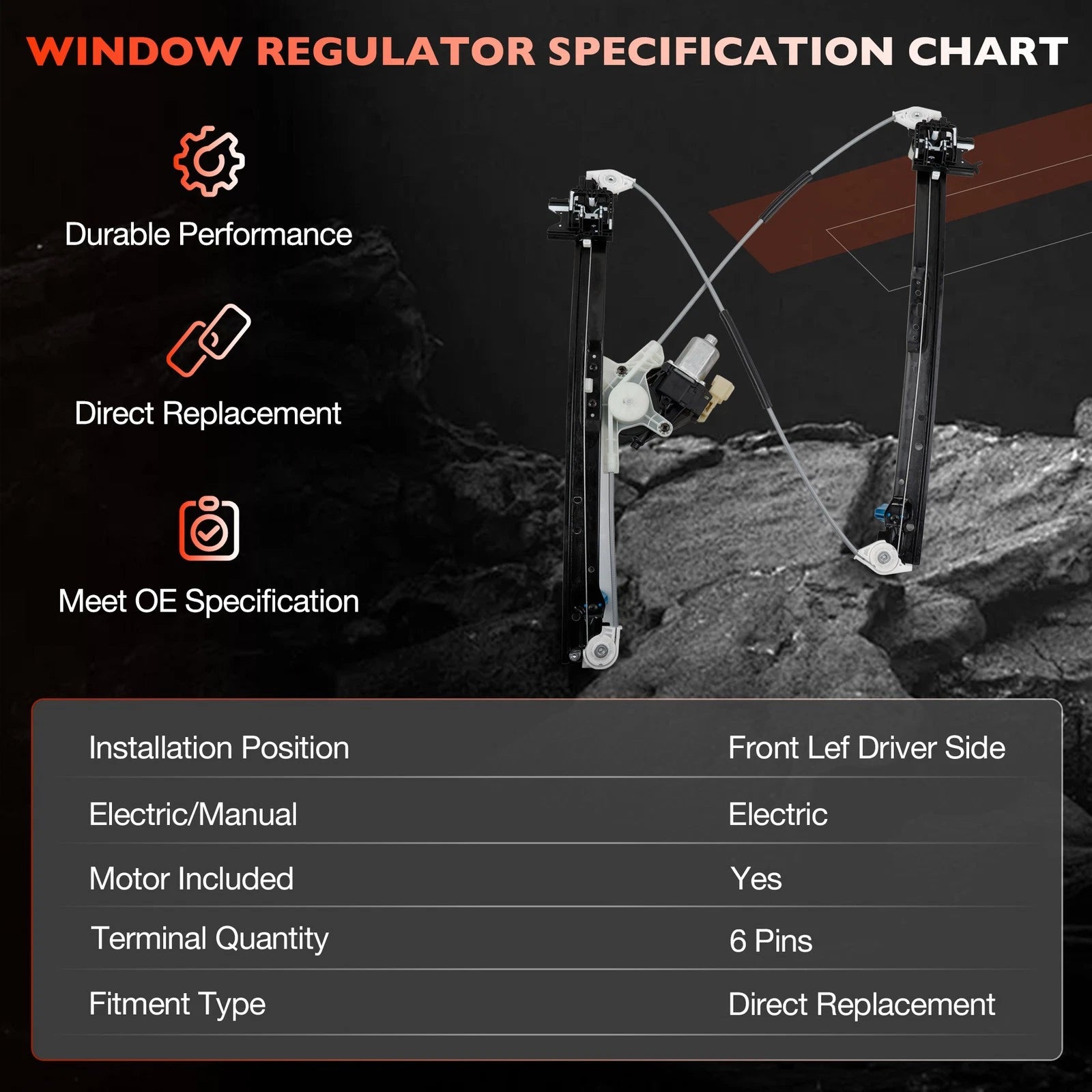 Power Window Regulator w/ Motor for Land Rover Discovery L462 (2017–2020)