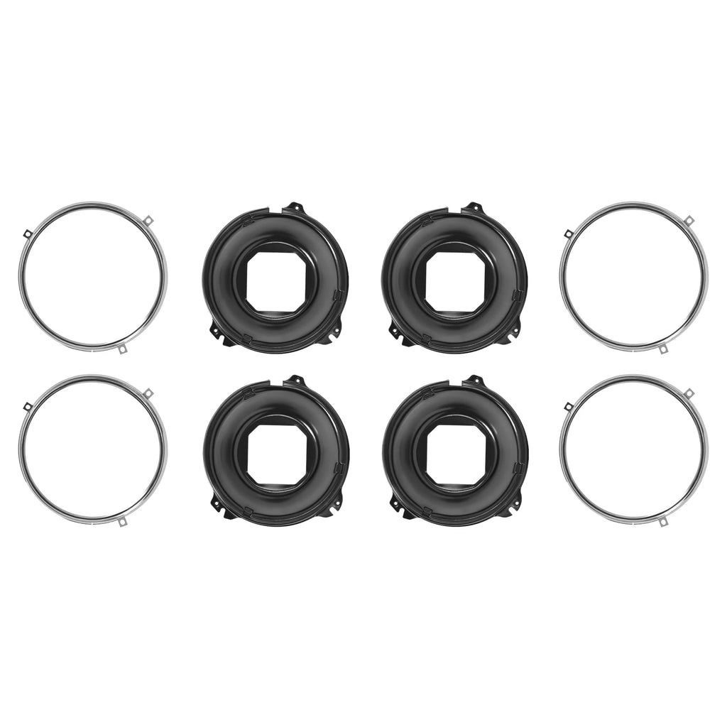 Headlight Rings & Lamp Buckets Set for Chevy Chevelle/Impala (1964-1972)