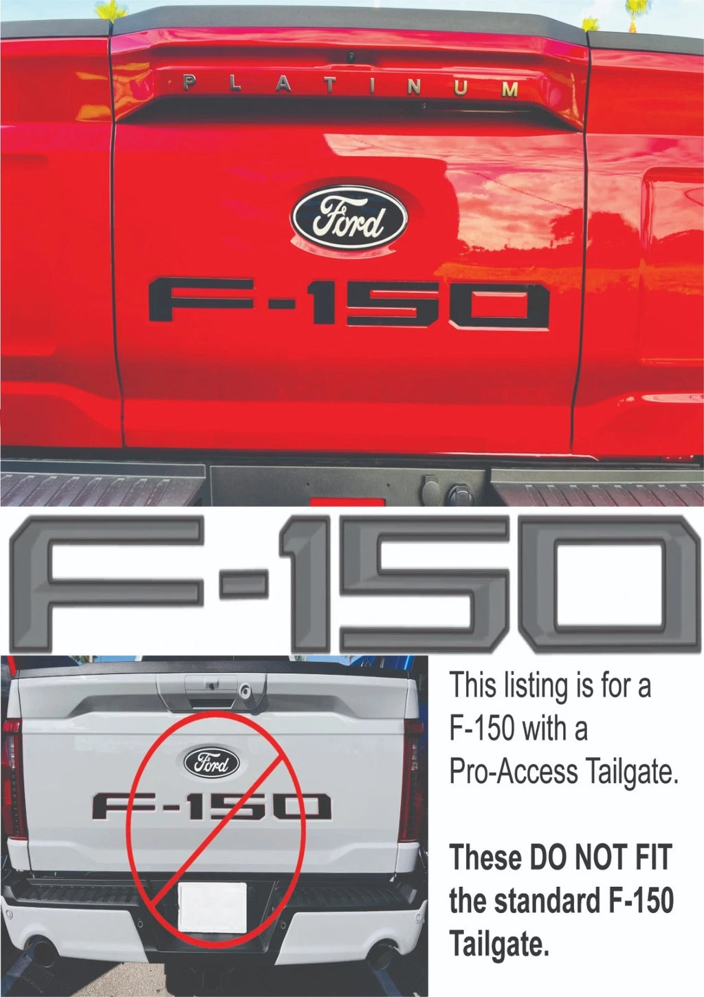 Tailgate Letter Inserts Pro-Access in Tremor Grey for 2024–2026 Ford F150
