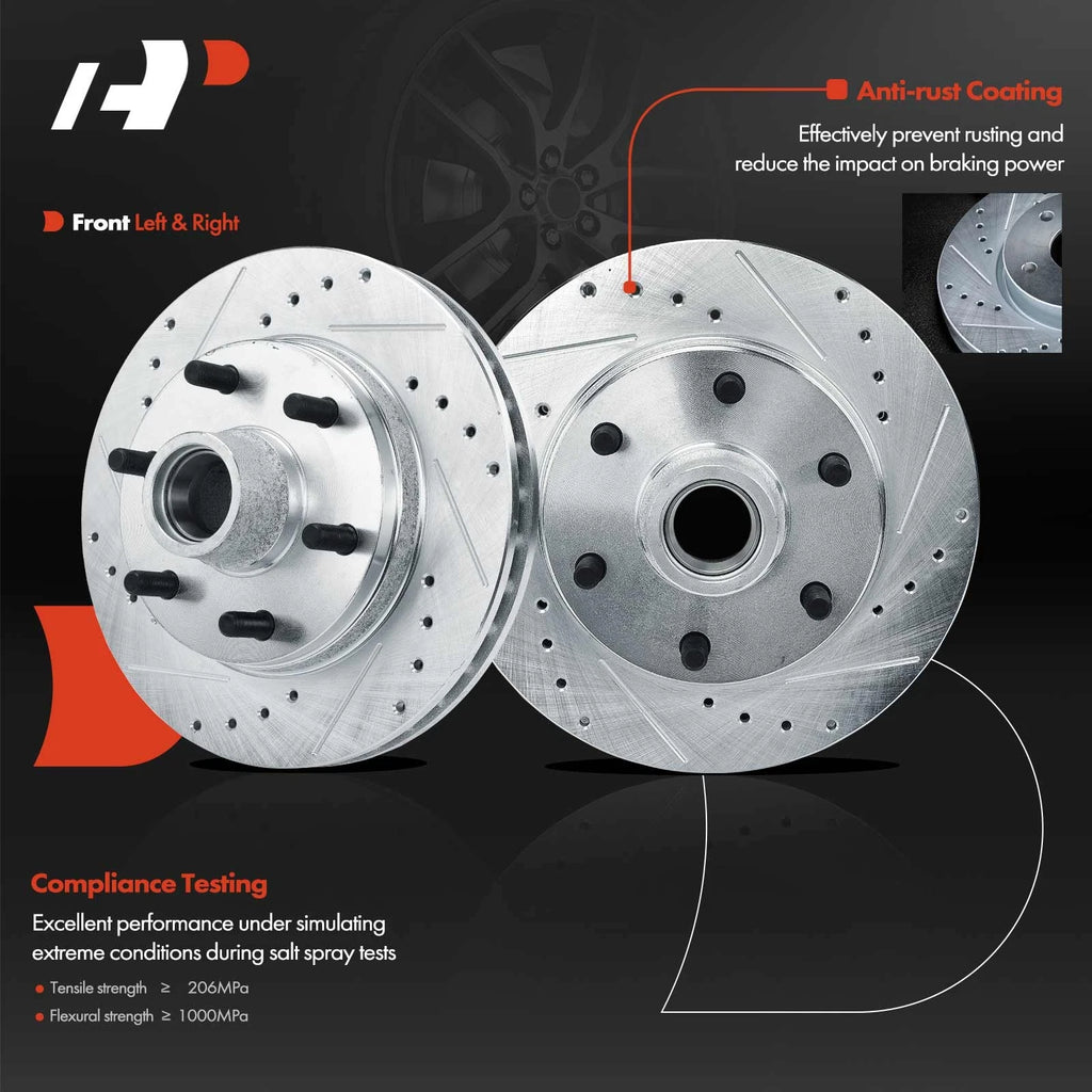 Front Drilled Brake Rotors & Ceramic Pads for Chevy Express 2500 (2003-2023)