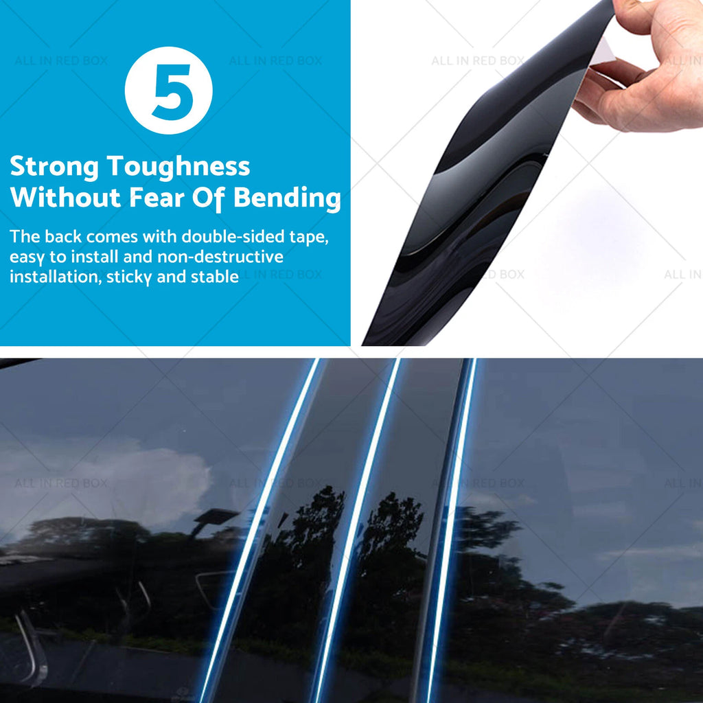 Set of 6 Black Window Trim Covers for Cadillac CTS (2014–2020)