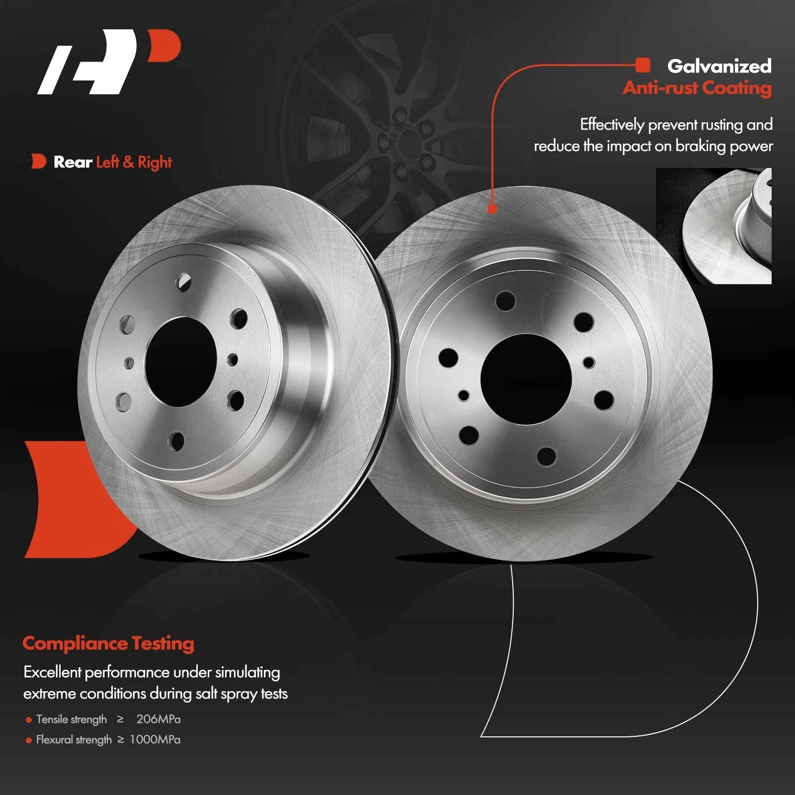 Rear Disc Brake Rotors & Ceramic Pads for Chevy Silverado 1500 (2019)