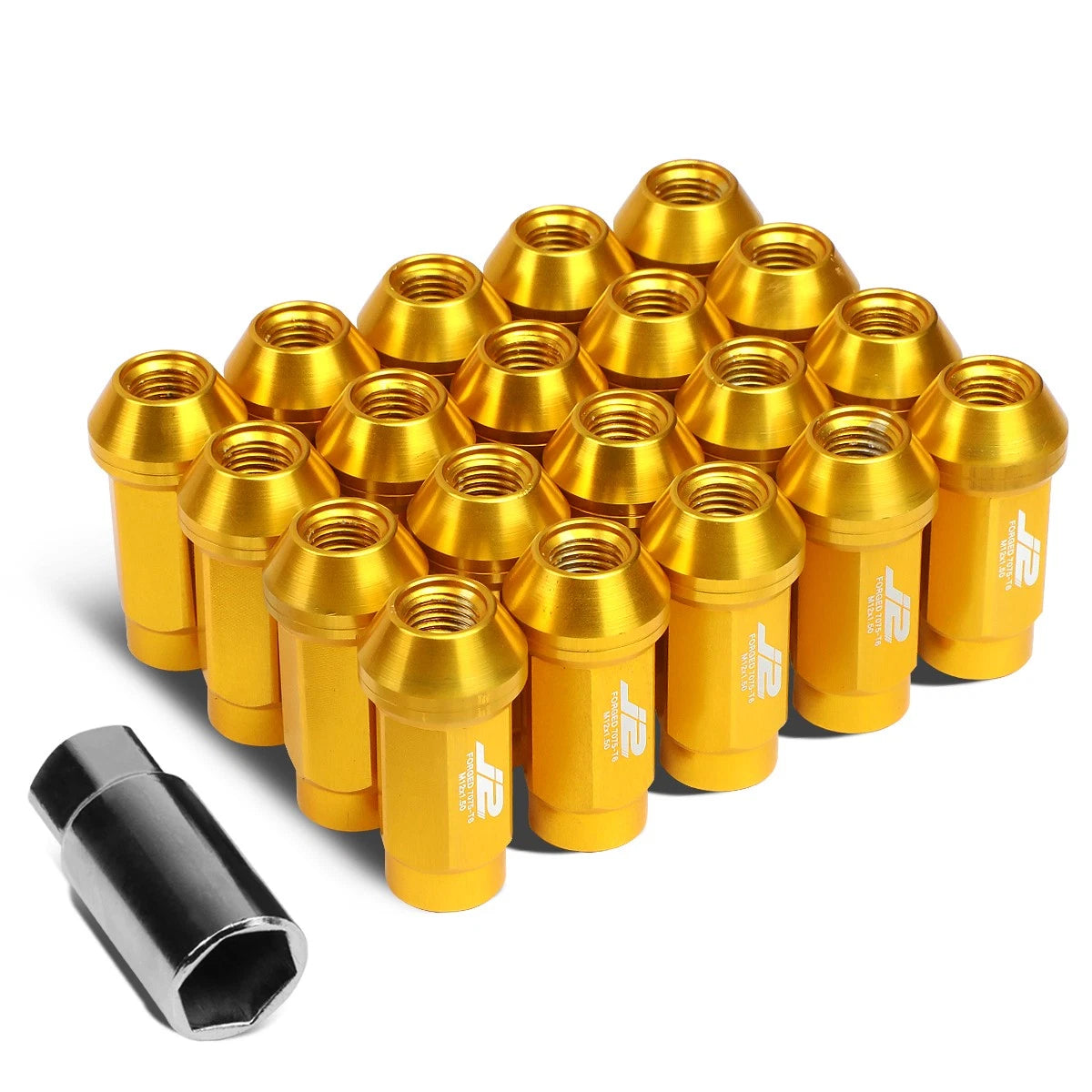 20Pcs Close-End Lug Nut Kit M12x1.5 for J2 (7075 Aluminum, Gold)