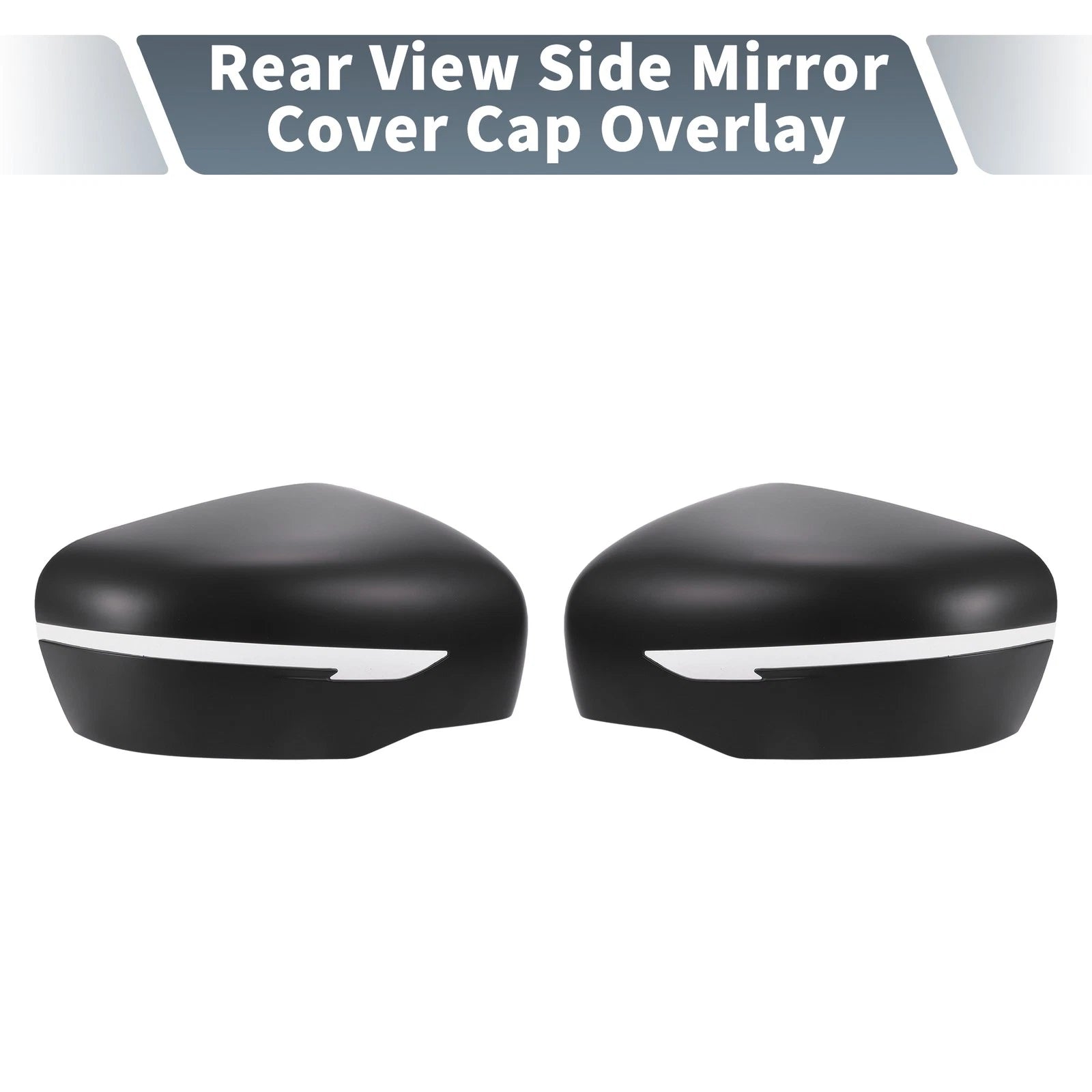 Pair Rearview Mirror Cover Overlay Matte Black for Nissan X-Trail Rogue (2014–2021) 655692415955