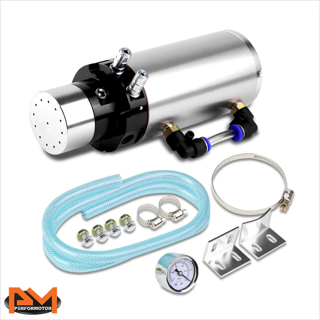 Aluminum Engine Oil Catch Reservoir Breather Tank with PSI Gauge for