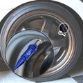 Set of 4 Blue Aluminum Spiked Tire Valve Stem Caps for Universal Fit (60mm)