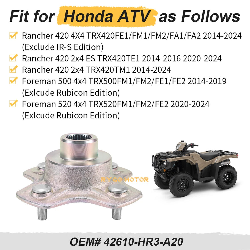 Rear Right Wheel Hub for Honda Rancher 420 4X4 TRX420FE1/FM1/FM2/FA1/FA2 (2014–2024)