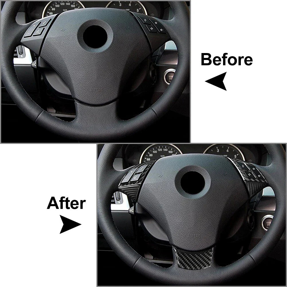 5 Pcs Carbon Fiber Steering Wheel Cover Trim for BMW 5 Series (2003-2010)