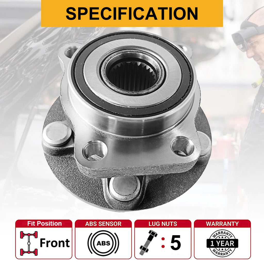 2X Front Wheel Hubs and Bearing Assembly 513303 for Subaru WRX (2013–2014)