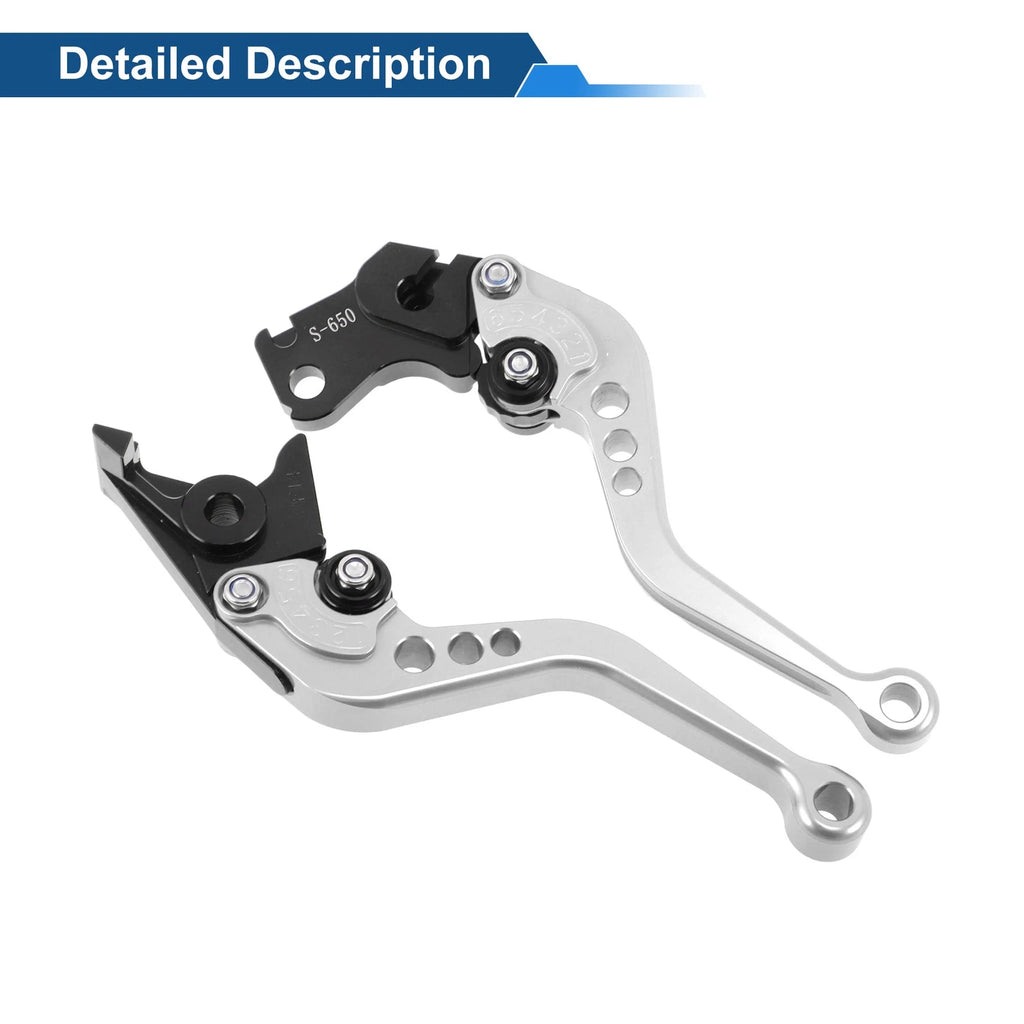 Adjustable Short Brake Clutch Levers for Suzuki SV650 (1999–2009) Silver Tone