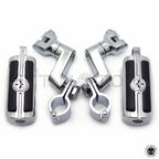 Chrome Skull Head Foot Peg Rests for Harley-Davidson 1" (25mm)