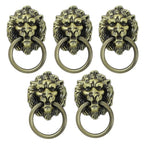 5Pc Antique Lion Head Door Knob Pull Handle for Cabinet Drawer Hardware