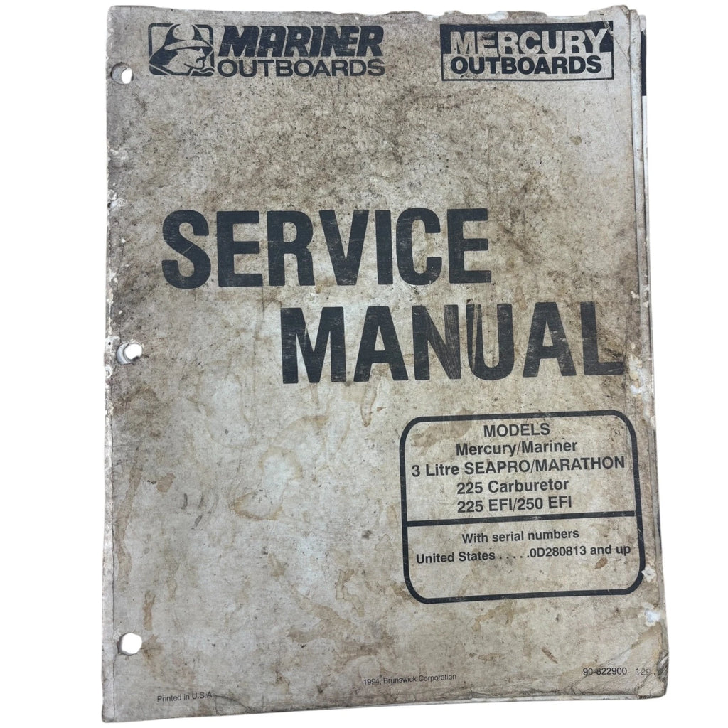 Service Manual for Mercury/Mariner 225 Carburetor 90-822900 (3L Seapro)