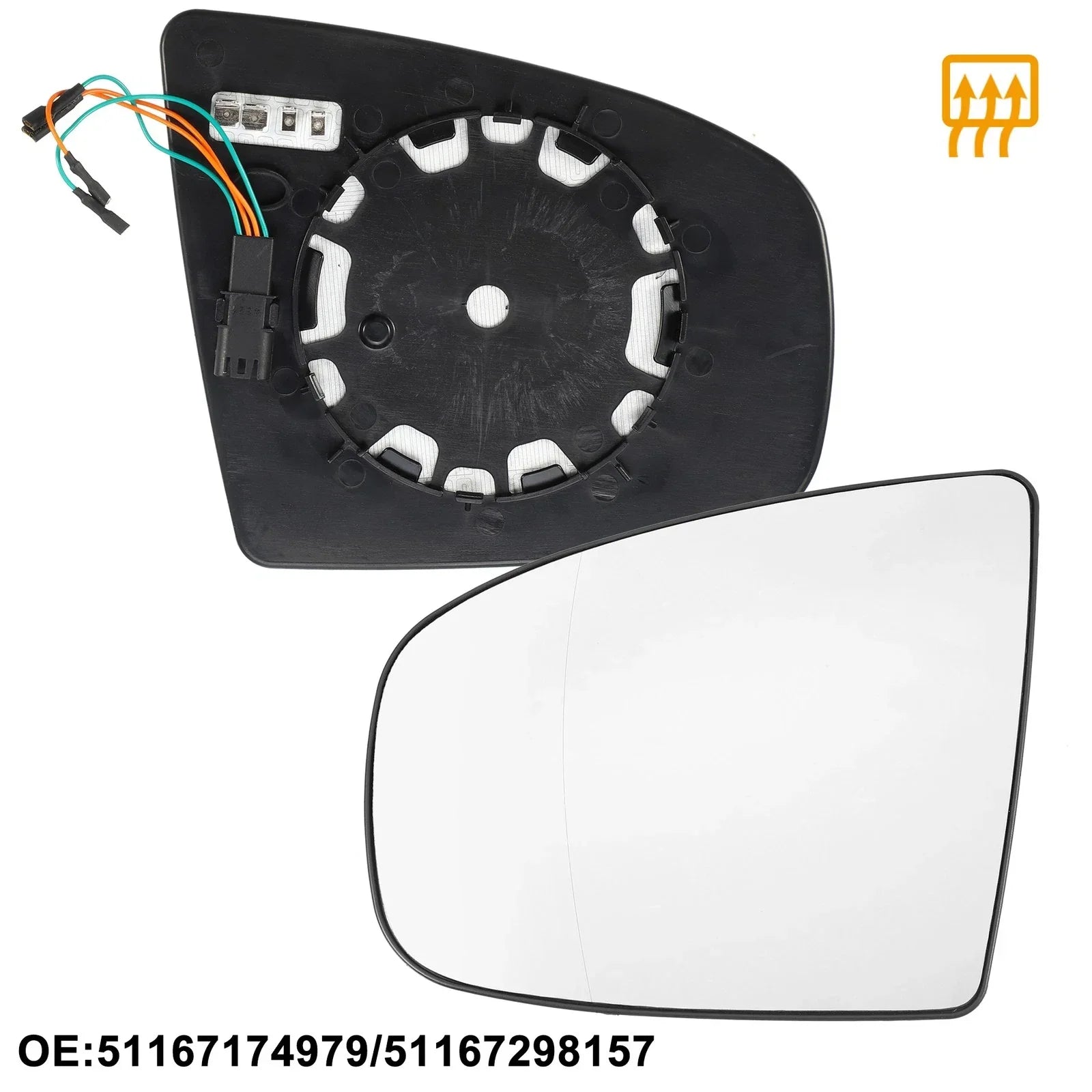 Left Side Heated Mirror Glass Replacement for BMW X5 X6