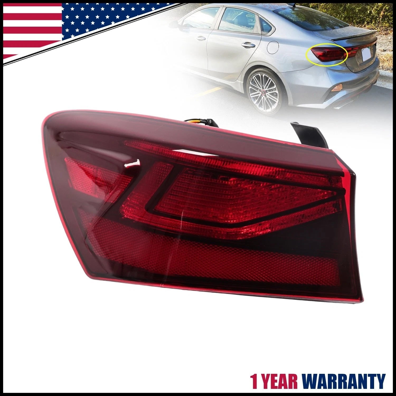 Halogen Outer Tail Light Lamp for Kia Forte (2019–2024) Left 92401-M7000