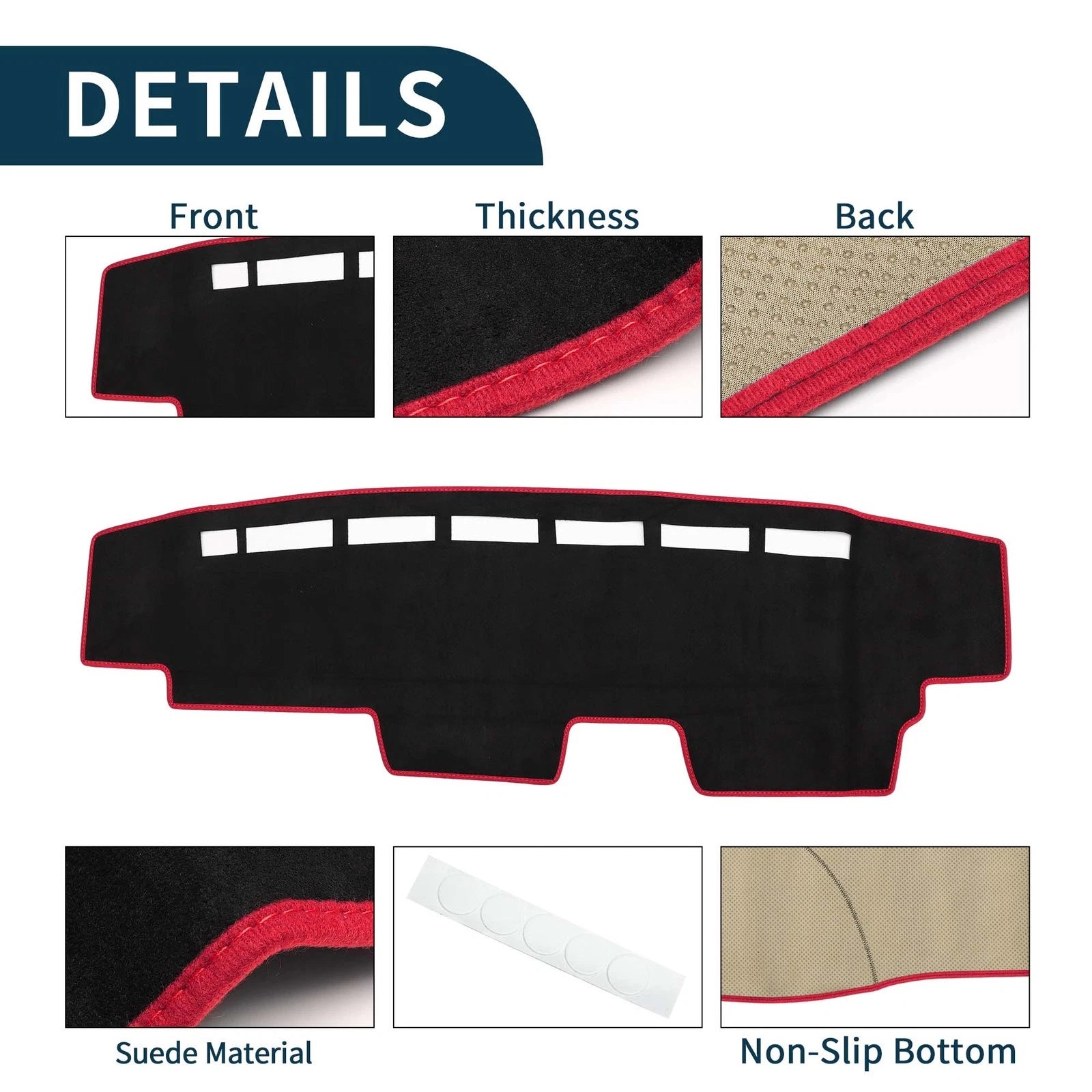 Dashboard Cover Mat for Honda N-Van JJ1 JJ2 (All Years) Black Red