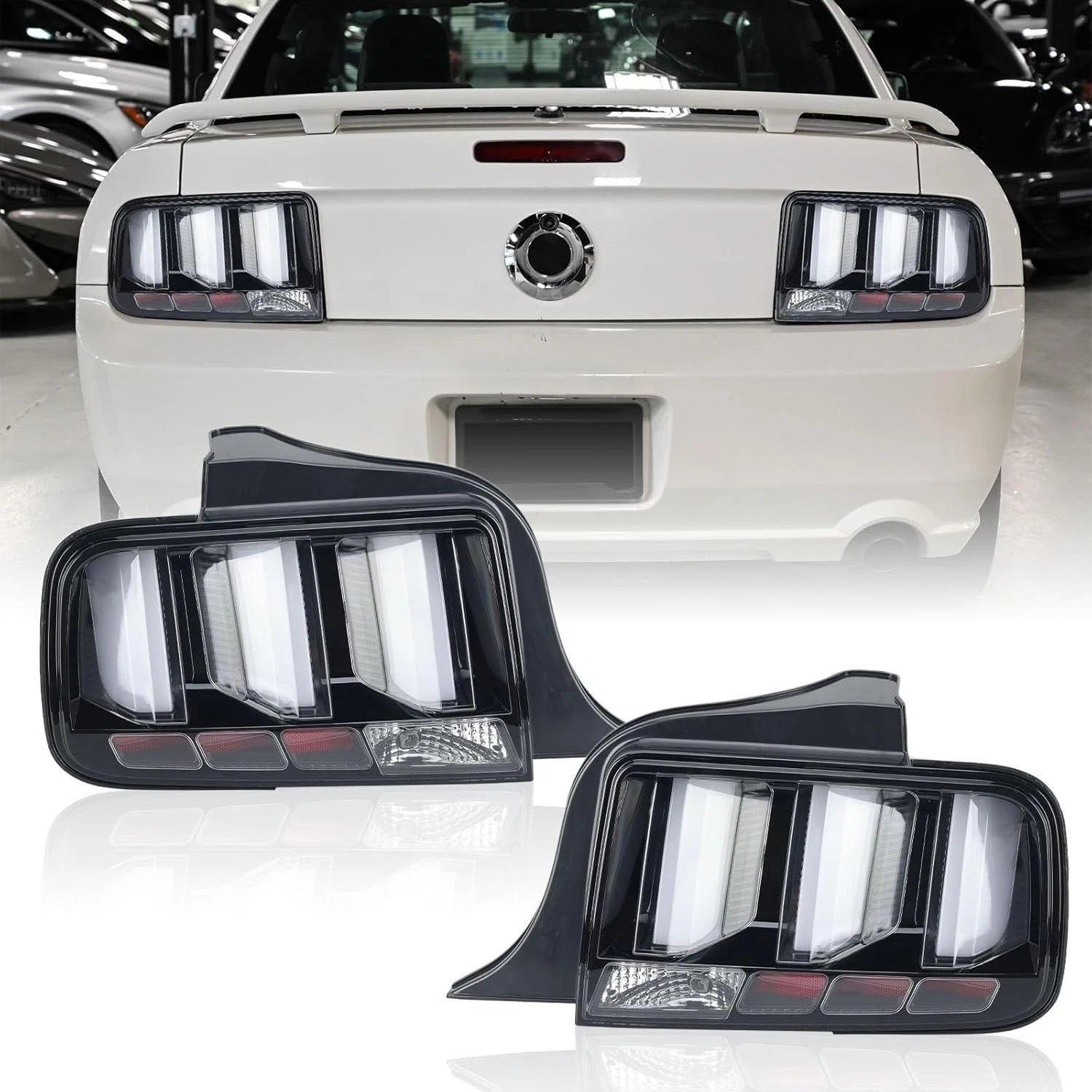Pair LED Tail Lights for Ford Mustang (2005–2009) Signal Brake Lamp Black Clear