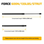 Set of 2 Gas Struts for Camper Shell Rear Topper Cap (20 Inch, 600N)