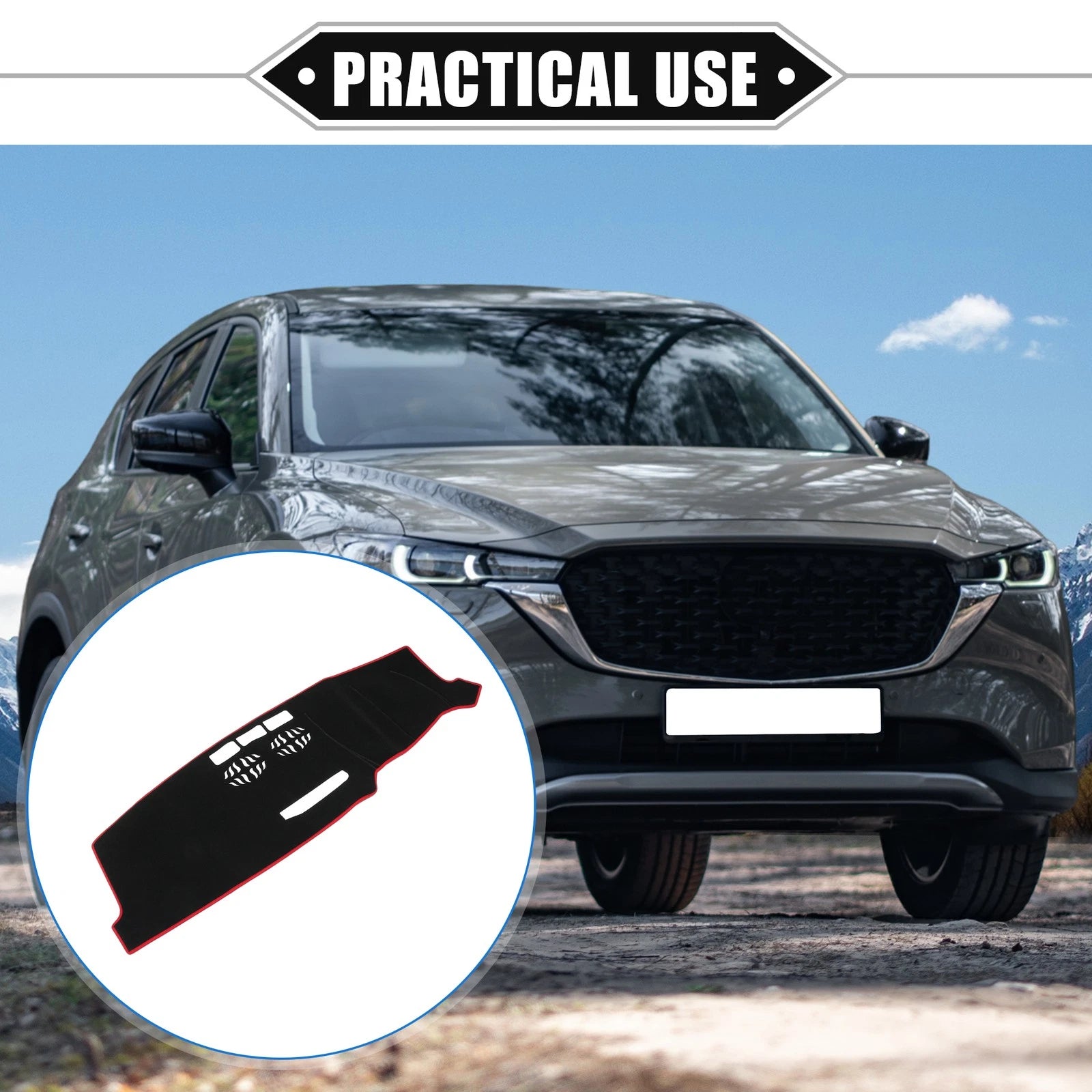 Dashboard Cover Mat for Mazda CX-5 (2016–2023) Black Red 634149337064