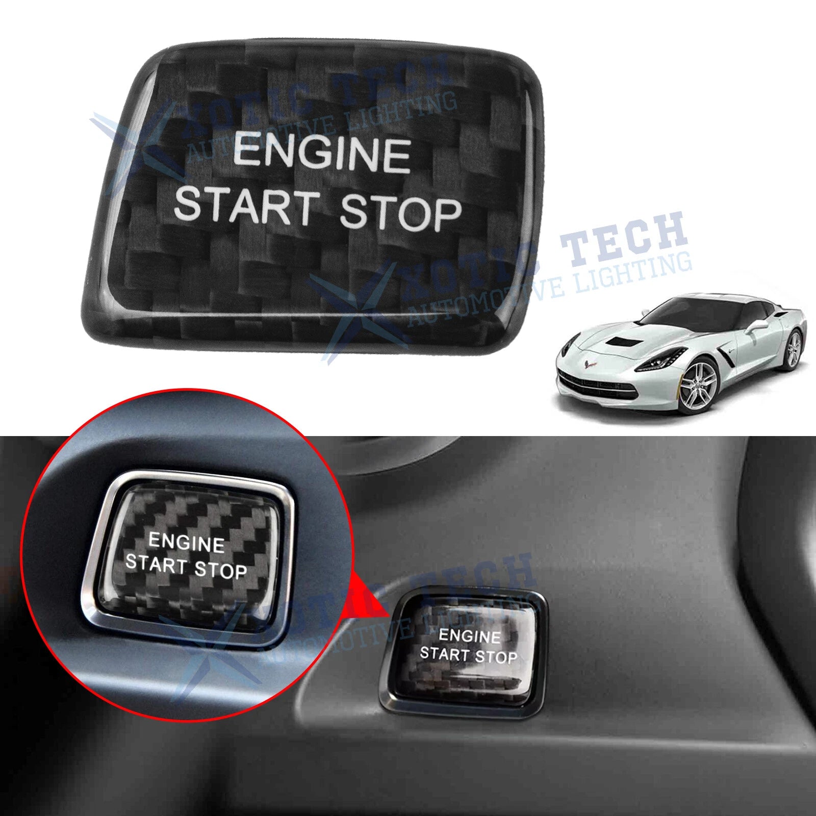 Carbon Fiber Start Stop Button Cover for Chevy Corvette (2014–2019)