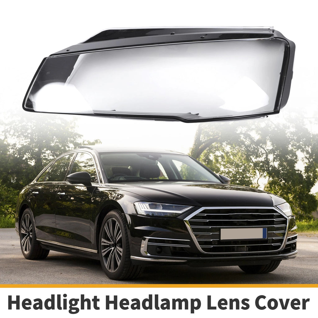 1 Pc Headlight Lens Cover for Audi A8 (2014–2017) Clear Black