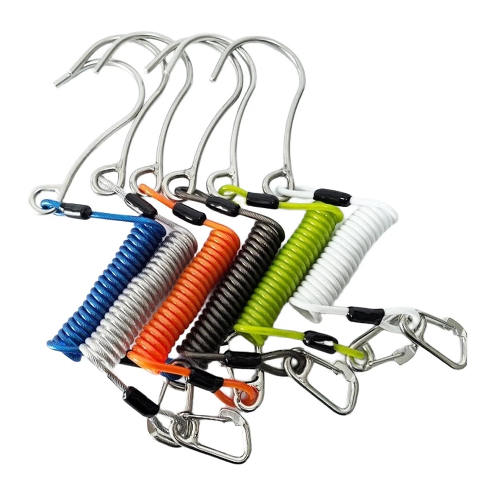 Spiral Spring Coil Lanyard with Flow Hook for Scuba Diving (316 SS)