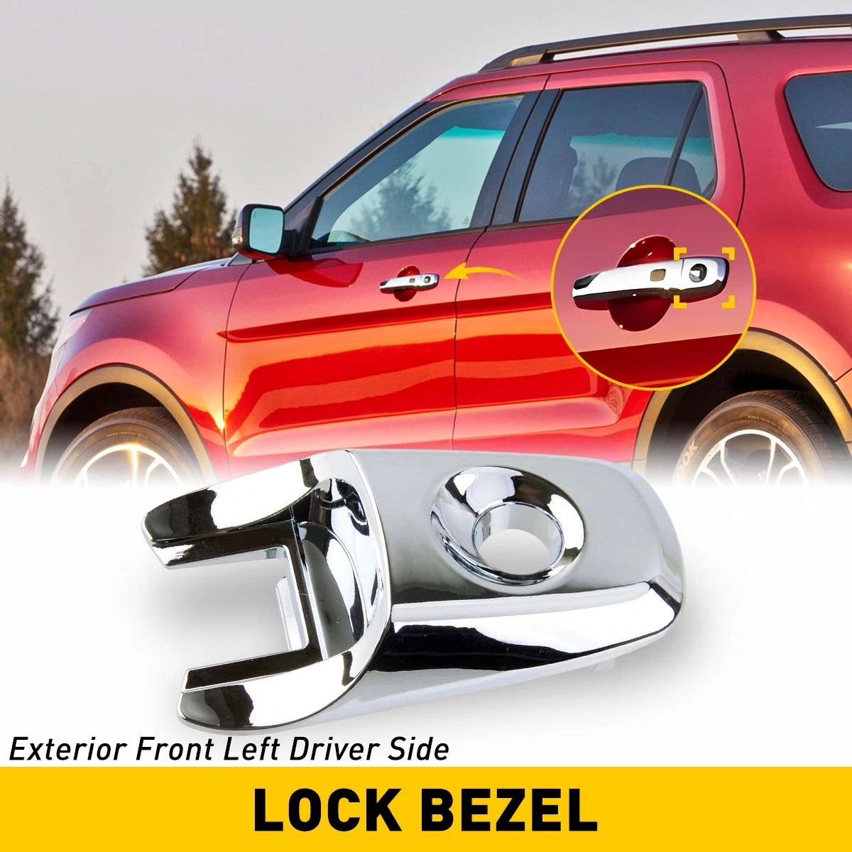 Set of 2 Chrome Door Handle Key Bezel Covers for Ford Explorer (2011â2019)