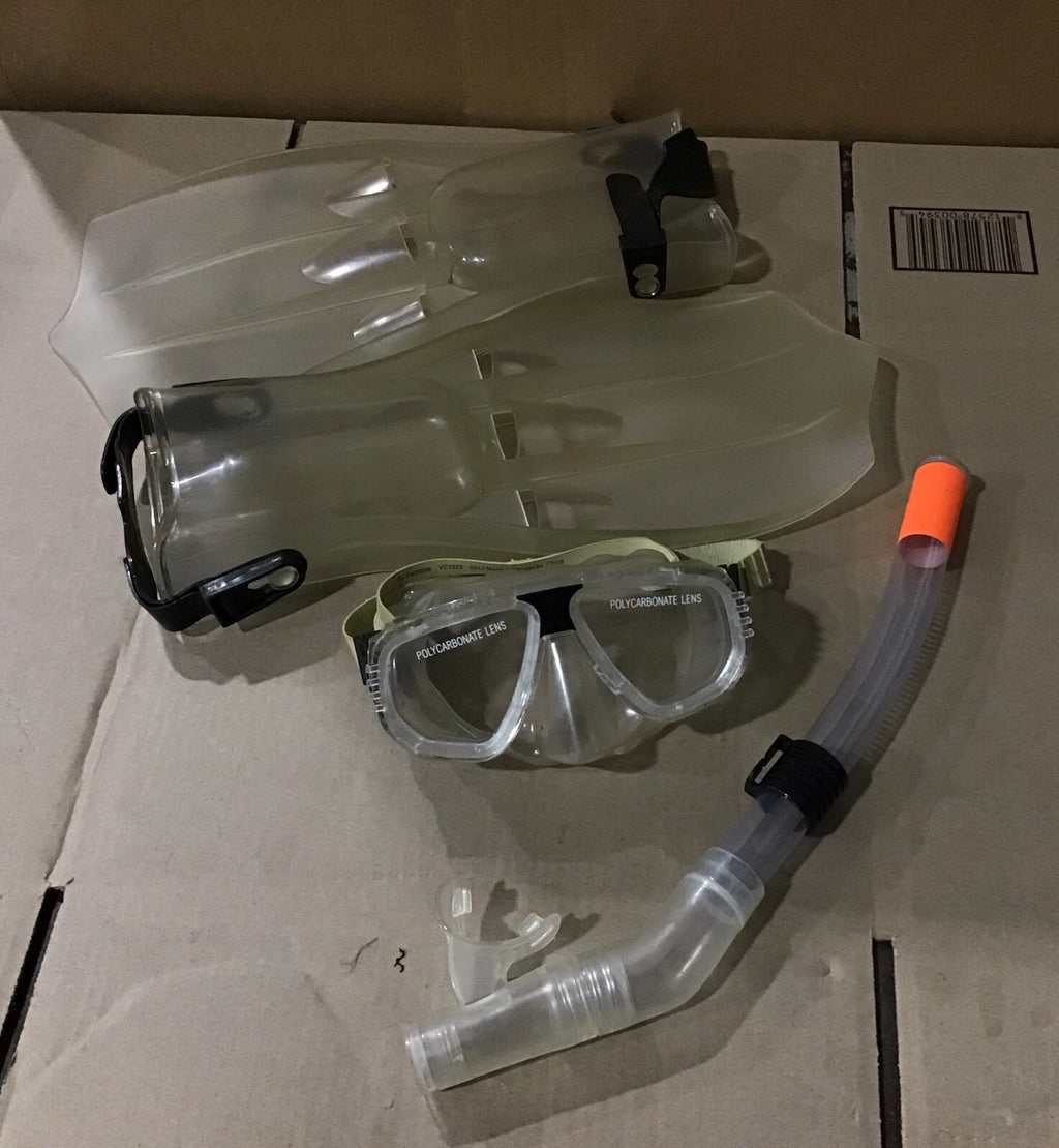 Set of 4 Solstice-Swimline Mask, Snorkel, Fins & Bag 8-10 99205-810-GY