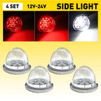 4X White Red Watermelon LED Side Marker Clearance Lamps with Chrome Ring