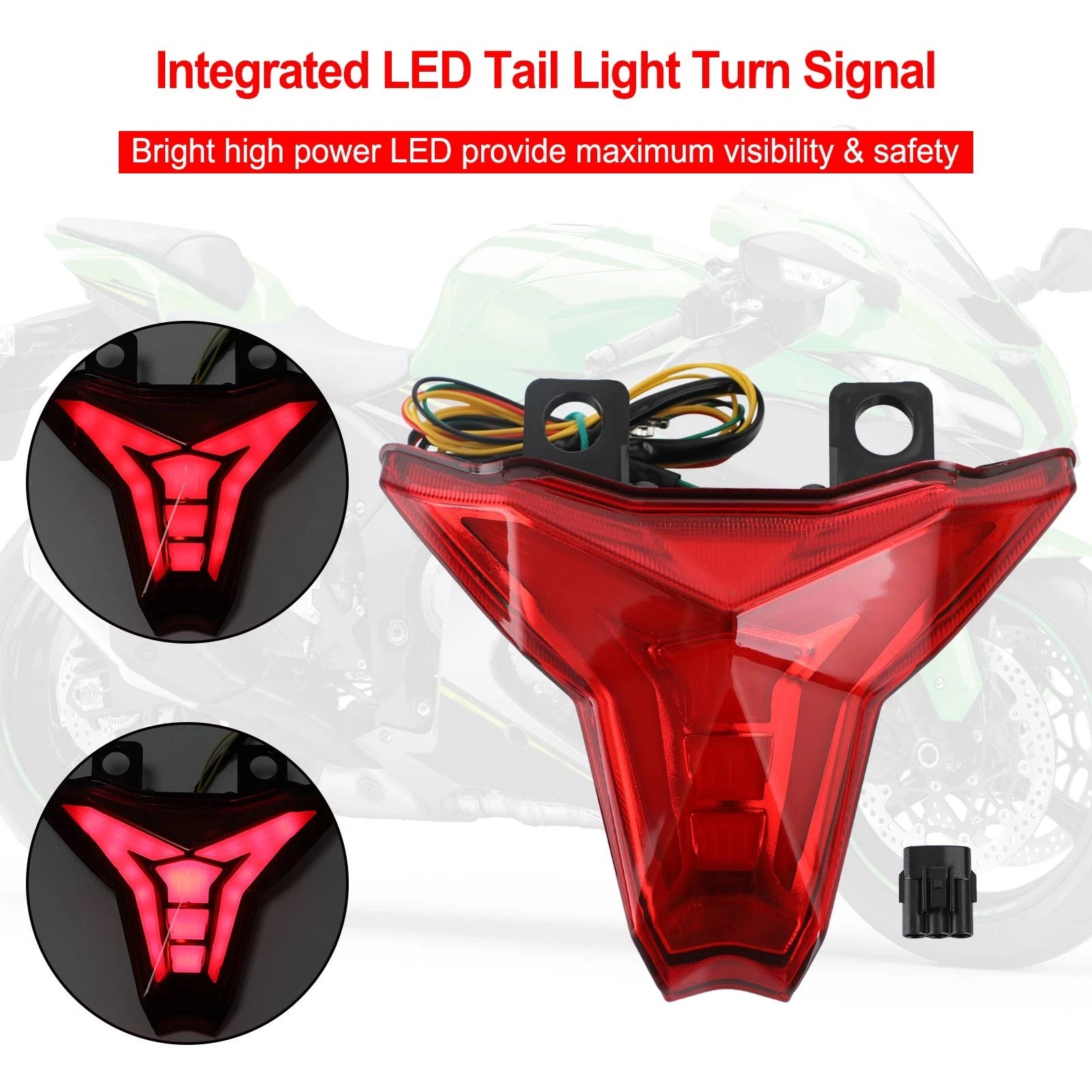 Integrated Tail Light Turn Signal for Kawasaki Ninja ZX10R Z1000 (2013–2022) Red