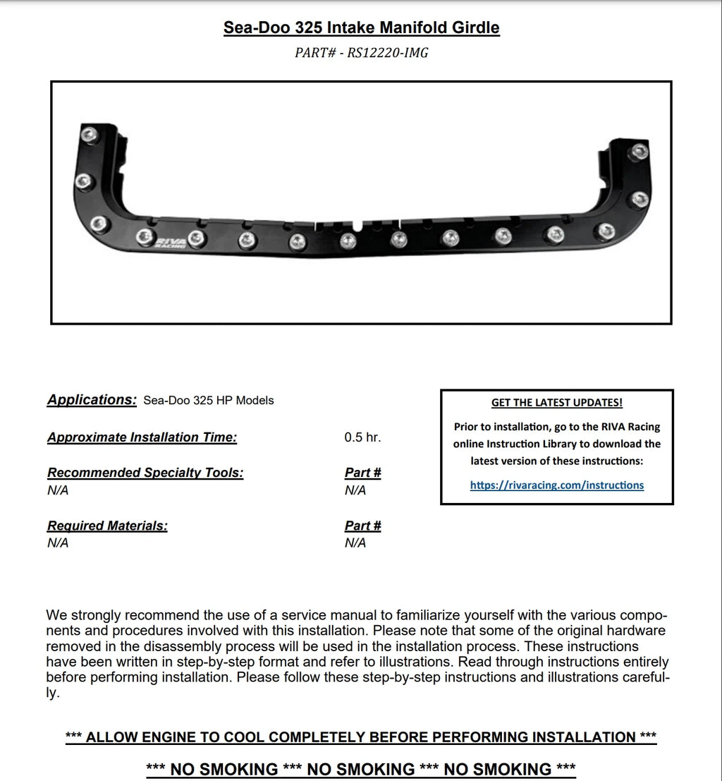 1Pcs Intake Manifold Girdle for Sea-Doo (RS12220-IMG)