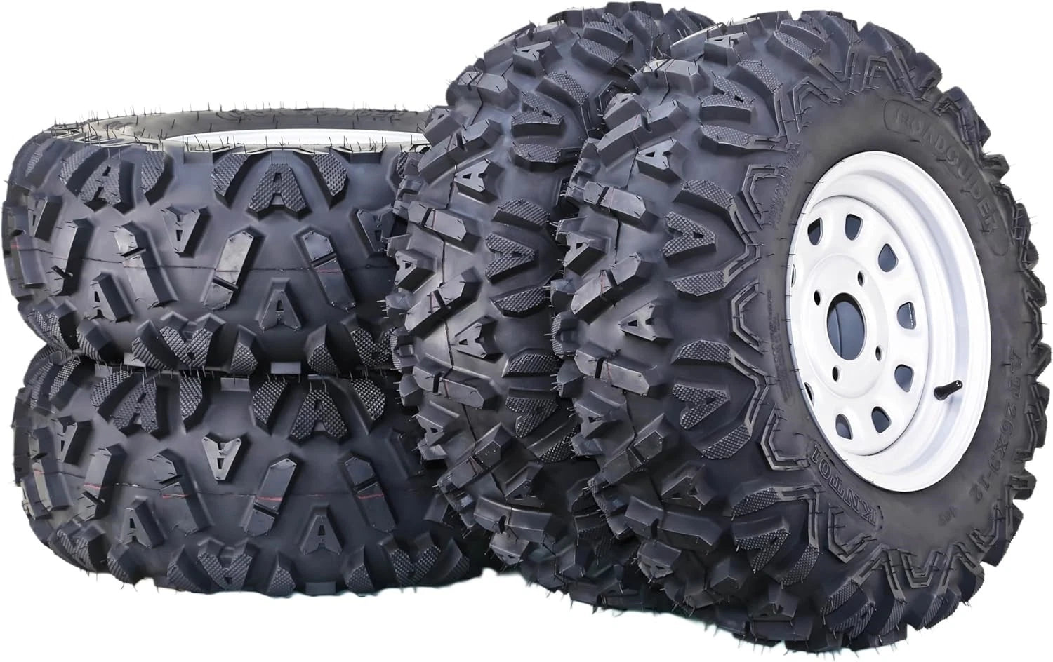 Set of 4 LIBRA 26X9-12 26X11-12 ATV Tires 6Ply 4-110 PCD 5+2 Offset
