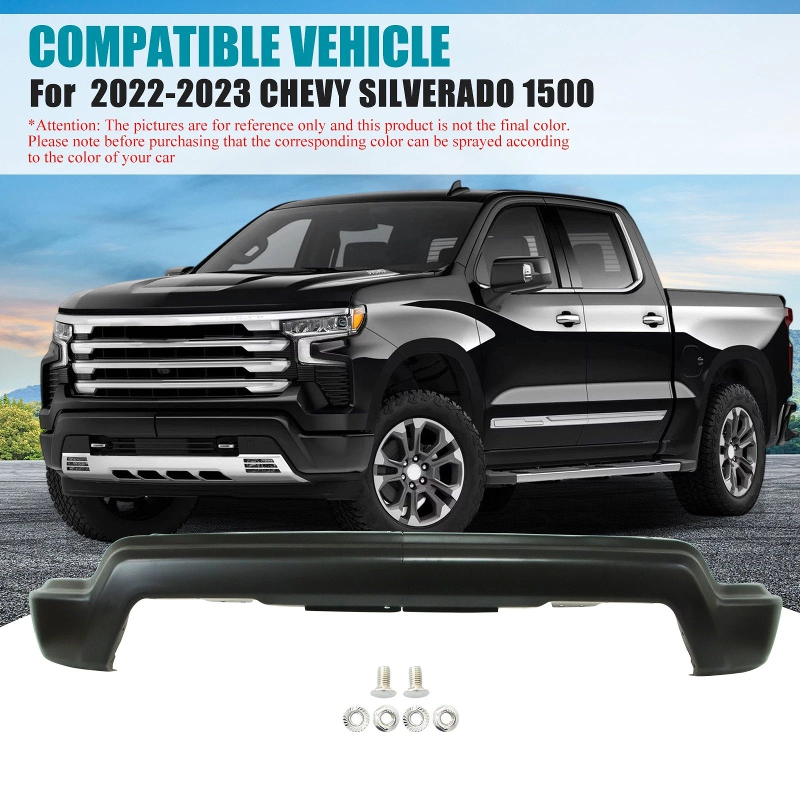 Black Steel Front Bumper for Chevy Silverado 1500 (2022–2023)