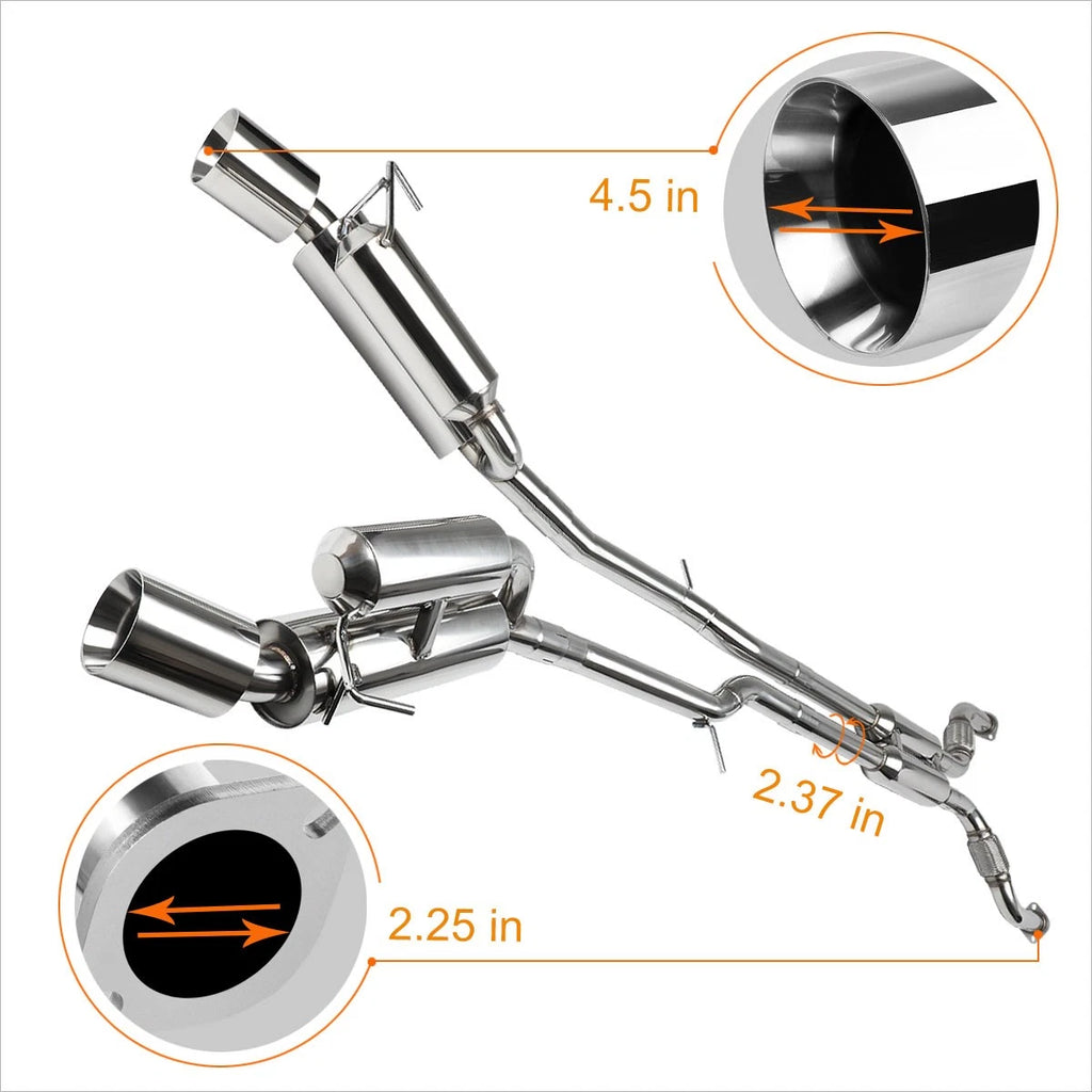 Dual 4.5" Rolled Tip Catback Exhaust System for Nissan 370Z Z34 (2009–2019)