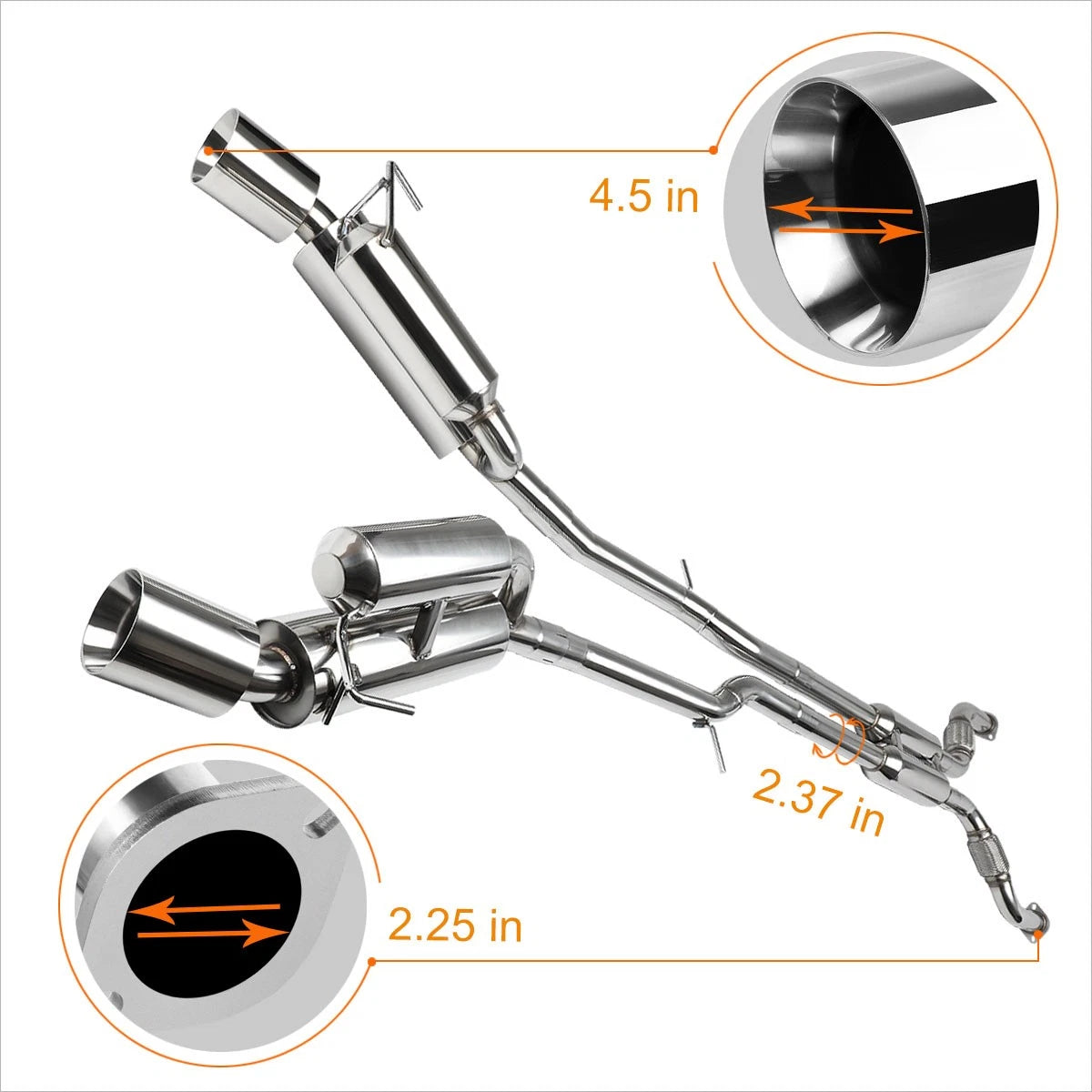 Dual 4.5" Rolled Tip Catback Exhaust System for Nissan 370Z Z34 (2009–2019)