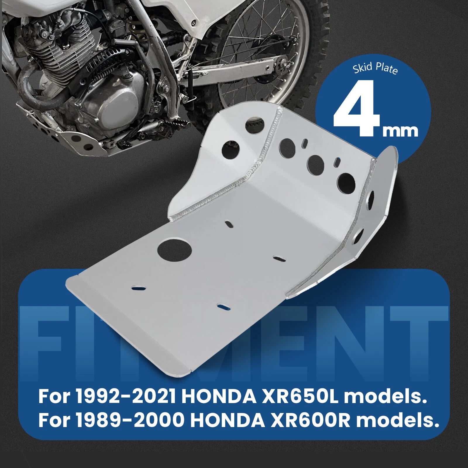 Skid Plate for Honda XR600R (1989–2000) & XR650L (1992–2025) Aluminum