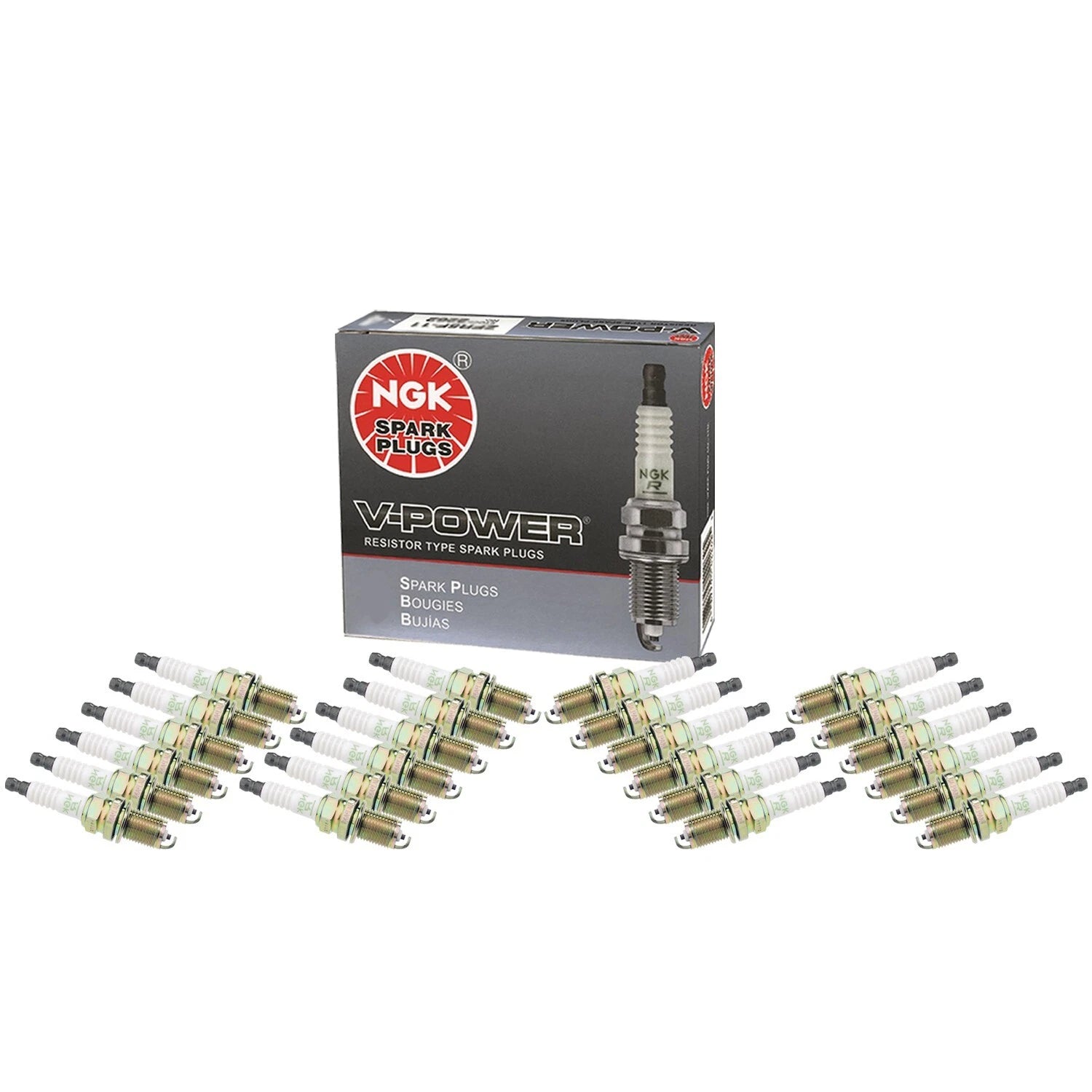 NGK V-Power Spark Plug Set (24 Pieces) Gap 0.044 for