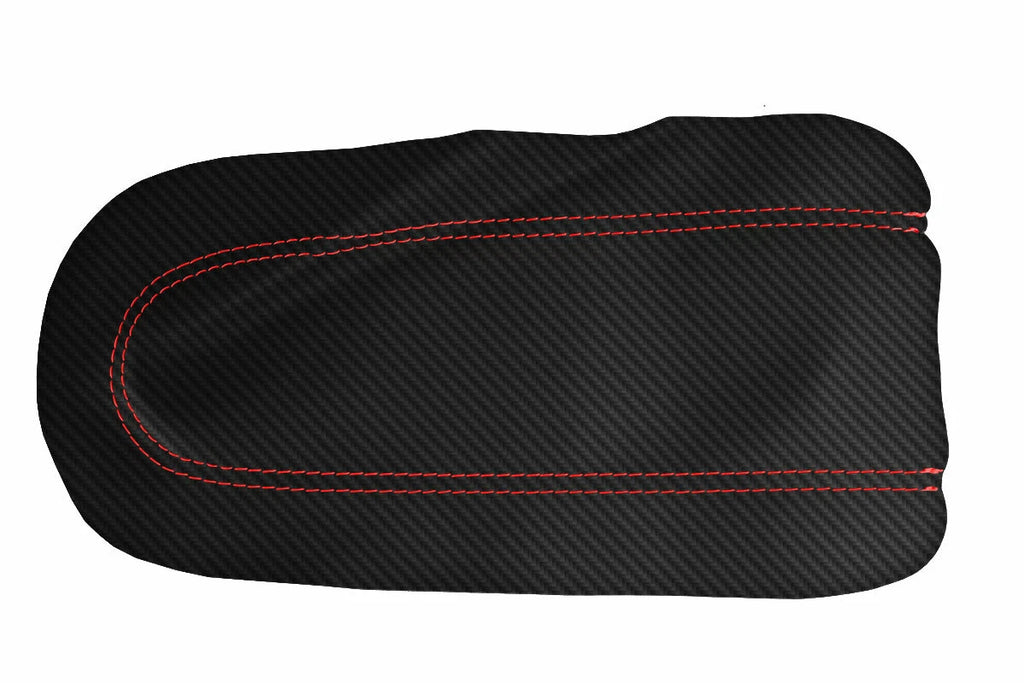 Carbon Fiber Console Lid Cover for VW Jetta Vento (1999–2004) Red Stitch
