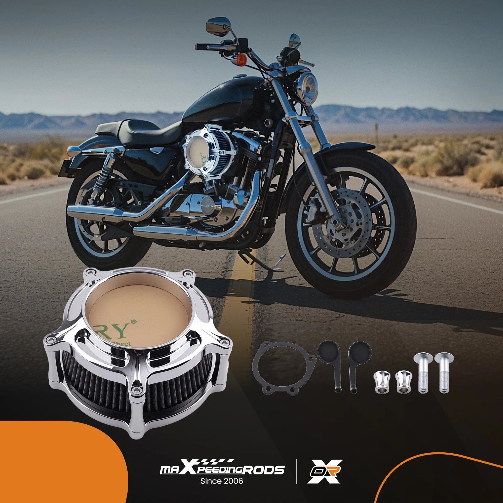 Billet Aluminum Air Cleaner for Harley Sportster XL 883 1200 (2004–2023) Black