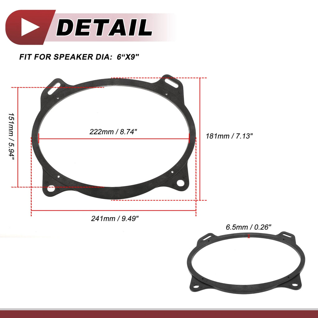 2X Speaker Spacer Ring Adaptor for Toyota Corolla (2009–2013) 6"x9"