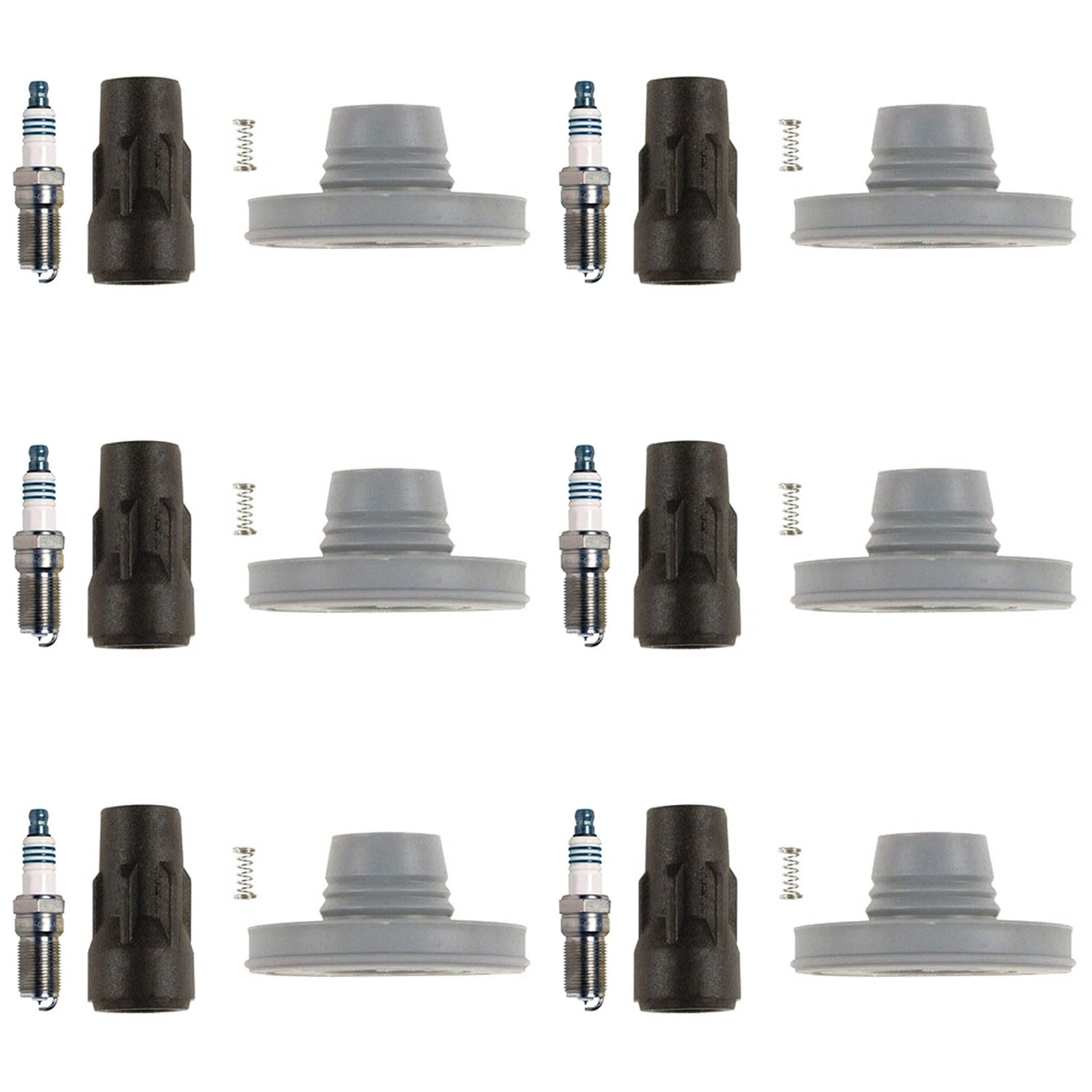Set of 6 Denso Iridium Power Spark Plugs & Coil Boots for F-150 Fusion Mustang